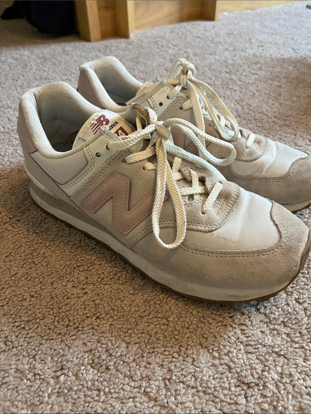 New Balance 574 Cream and Pink Retro Runner